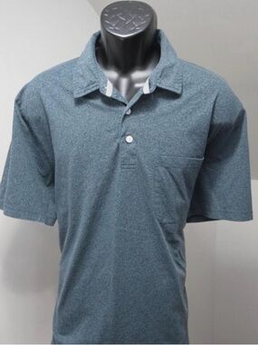 Orvis Performance Heathered Slate Blue Polo with Chest Pocket Size Medium